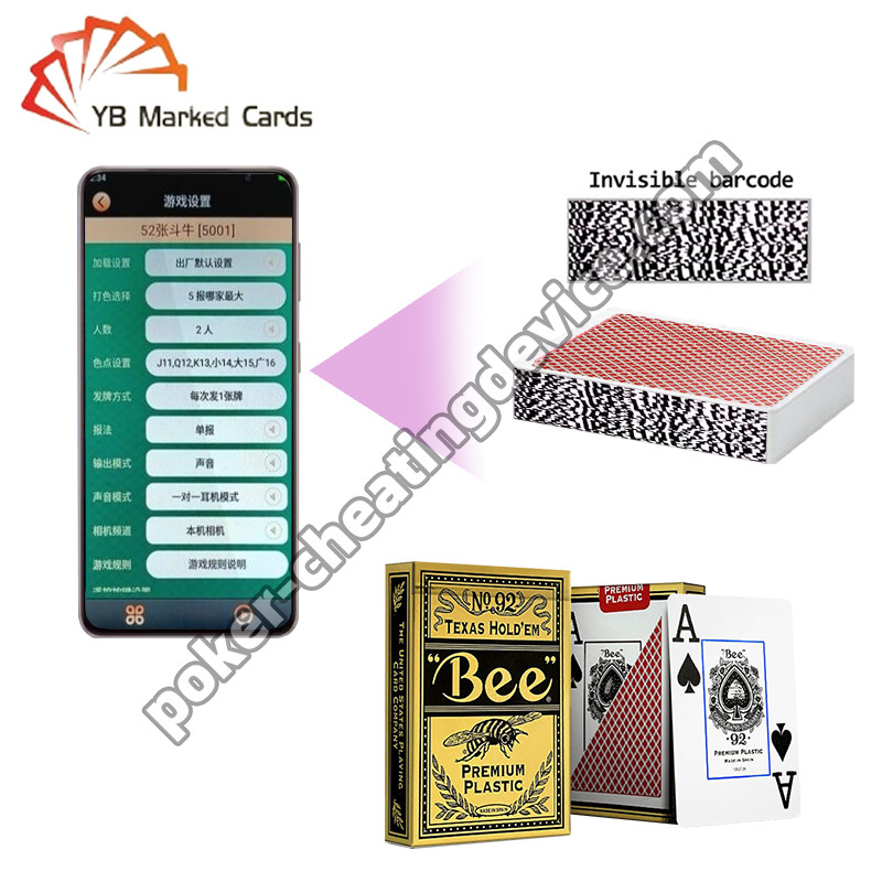 Bee Entertainment Código de barras especial Marcado Decks de cartas de plástico Texas Hold'em Tarjetas anchas