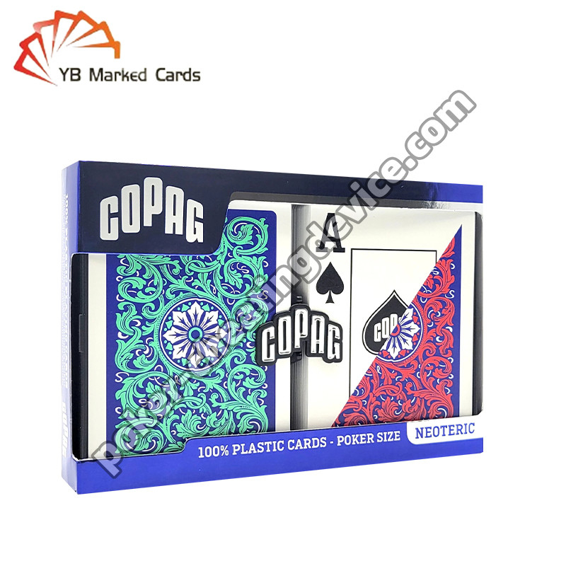 Copag Marcado Deck de póquer Verde / Rojo Conjunto de cubierta doble para lentes de contacto de lector