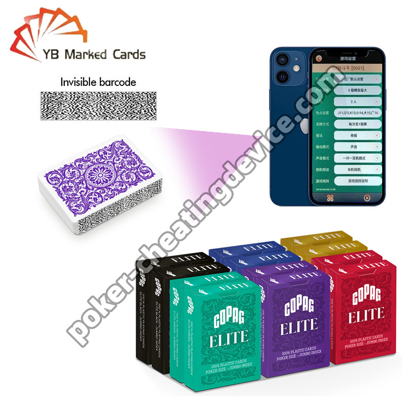 Copag Elite 100% Código de barras de plástico Marcado Tarjetas de póquer de tamaño estándar Índice Jumbo