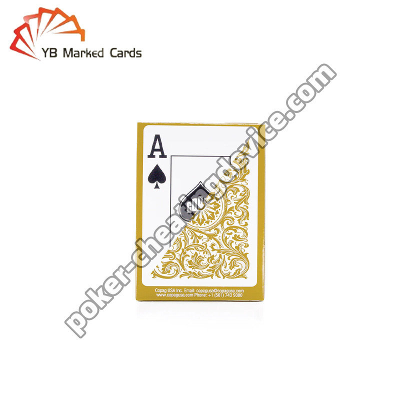 Copag Elite 100% de plástico sigiloso Código de barras marcado Decks de póquer Oro de un solo mazo