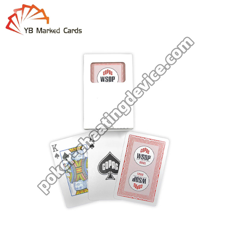Copag 2021 WSOP 100% Código de barras de plástico UV Marcado Tarjetas de juego Deck único Rojo