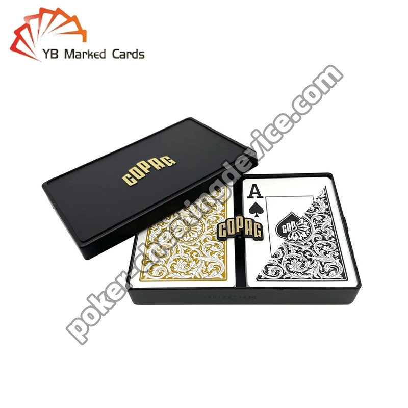 Copag 1546 100% de plástico Invisible de infrarrojos Marcado de tarjetas Negro / Oro juego de mazos