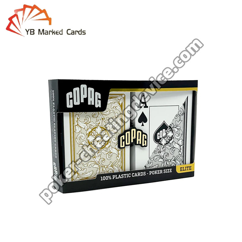 Copag Legacy Serie 100% de plástico con tarjetas marcadas en el reverso Set de mazos negro / oro