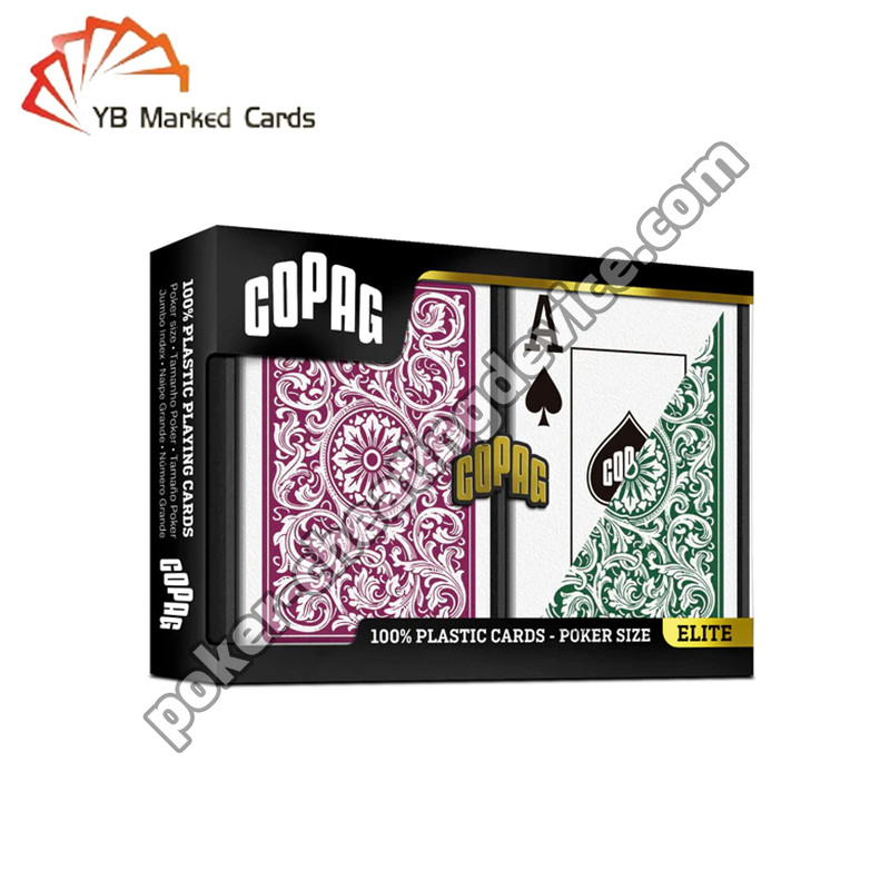 Copag 1546 Código de barras Marcado Juego de cartas Jumbo Index Borgoña / Verde Set de cubierta doble