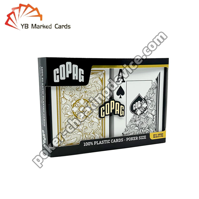 Juego de cartas de póquer marcadas con código de barras Copag Legacy Jumbo Index Negro / Dorado Doble Baraja