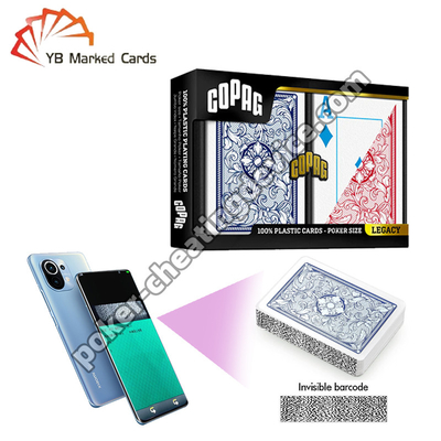 Copag Legacy 4-Color 100% de plástico barcode Cheat Decks Azul / Rojo Doble Deck