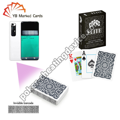 Copag Elite 100% cartas de póquer de plástico con códigos de barras ocultos de baraja única negra