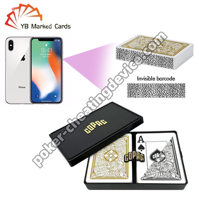 Juego de cartas de póquer marcadas con código de barras Copag Legacy Jumbo Index Negro / Dorado Doble Baraja